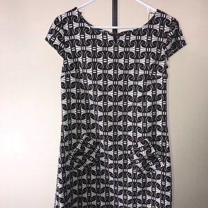 London Times Brown and White Print Dress NWT